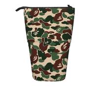 RRhgipp Camouflage Green Standing Pencil Case Cute Stand Up Pencil Pouch, Telescopic Pen Bag