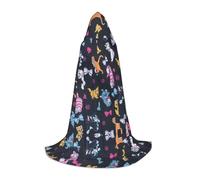 RRhgipp Cartoon Cat Hooded Cape Cloak Long Cape Vampire Witch Carnival Halloween Teenager Wizard Costume Child