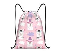 RRhgipp Cartoon Llama Alpaca Drawstring Backpack Sports Gym Sackpack Pocket Water Resistant String Bag Women Men School