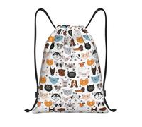 RRhgipp Cat And Dog Faces Bulldog Beagle Labrador Drawstring Backpack Sports Gym Sackpack Pocket Water Resistant String Bag Women Men School