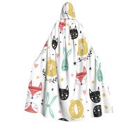 RRhgipp Colorful Simple Cute Animals Adult Hooded Cloak Long Cape Grim Reaper Vampire Witch Carnival Halloween Wizard Costume