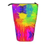 RRhgipp Colorful Splash Standing Pencil Case Cute Stand Up Pencil Pouch, Telescopic Pen Bag
