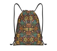 RRhgipp Colorful Sugar Skulls Drawstring Backpack Sports Gym Sackpack Pocket Water Resistant String Bag Women Men School