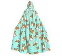 RRhgipp Corgi Cute Dog Adult Hooded Cloak Long Cape Grim Reaper Vampire Witch Carnival Halloween Wizard Costume