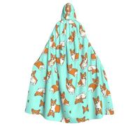 RRhgipp Corgi Cute Dog Hooded Cloak Long Cape Grim Reaper Vampire Witch Carnival Halloween Wizard Costume 58inch