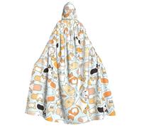 RRhgipp Corgi Dog Adult Hooded Cloak Long Cape Grim Reaper Vampire Witch Carnival Halloween Wizard Costume