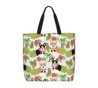 RRhgipp Corgi Hawaiian Tropical Summer Pineapple Canvas Tote Bag Tote Bags Cloth Shopping Bag Fabric Bag Foldable Bags For Shopping Handbag
