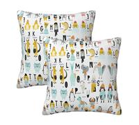 RRhgipp Cute Cartoon Animal Alphabet Throw Pillow Cases Decorative Cushion Covers Couch Bed Sofa Decoration Xmas Gifts Bed