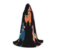 RRhgipp Cute Llama Cartoon Hooded Cape Cloak Long Cape Vampire Witch Carnival Halloween Teenager Wizard Costume Child