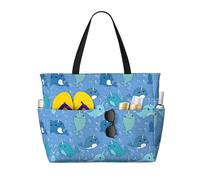 RRhgipp Cute Pattern Canvas Tote Bag External Pocket Grocery Shopping Bag Top Zipper Closure Daily Essential