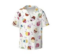 RRhgipp Delicious Cupcakes Mens Shirts Short Sleeve Button Down Shirts Formal Shirt Casual Vacation Beach Summer Tops Black