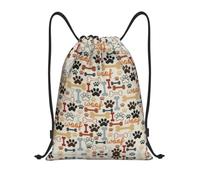RRhgipp Dog Bones Paw Prints Drawstring Backpack Sports Gym Sackpack Pocket Water Resistant String Bag Women Men School