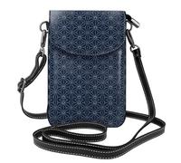 RRhgipp Dotted Lines Geometric Shapes On Blue Shade Backdrop Crossbody Phone Bag Women Small Pu Leather Shoulder Purse Handbag Cell Phone Purses Pouch