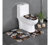 RRhgipp English Bulldogs 3piece Bathroom Rugs Bath Mat Set Bath Mat Bathroom Non-Slip Backing Bath Rugs Dry Quickly