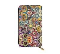 RRhgipp Ethnic Circles Floral Pattern Womens Wallets RFID Blocking Leather Long Women Card Holder Phone Lady Travel Purse Gifts