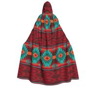 RRhgipp Ethnic Geometric Pattern Adult Hooded Cloak Long Cape Grim Reaper Vampire Witch Carnival Halloween Wizard Costume