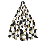 RRhgipp Fashion Modern Black White Gold Triangles Adult Hooded Cloak Long Cape Grim Reaper Vampire Witch Carnival Halloween Wizard Costume