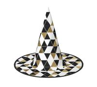 RRhgipp Fashion Modern Black White Gold Triangleswitch Hat Halloween Fancy Dress Accessory Witch Dress Up Hats Boy Girls Cosplay Christmas