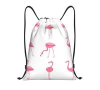 RRhgipp Flamingos On White Drawstring Backpack Sports Gym Sackpack Pocket Water Resistant String Bag Women Men School