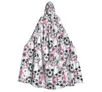RRhgipp Floral Skull Adult Hooded Cloak Long Cape Grim Reaper Vampire Witch Carnival Halloween Wizard Costume
