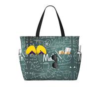 RRhgipp Formulas Shapes Theory Math Lesson Word Canvas Tote Bag External Pocket Grocery Shopping Bag Top Zipper Closure Daily Essential