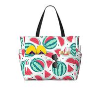 RRhgipp Fruits Watermelon Canvas Tote Bag External Pocket Grocery Shopping Bag Top Zipper Closure Daily Essential
