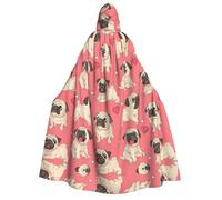 RRhgipp Funny Cartoon Pug Puppy Dog Adult Hooded Cape Unisex Long Hooded Cloak Vampire Cape Witch Fancy Dress Costume Gift 59"