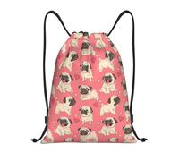 RRhgipp Funny Cartoon Pug Puppy Dog Drawstring Backpack Sports Gym Sackpack Pocket Water Resistant String Bag Women Men School