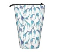 RRhgipp Giraffe Pattern Standing Pencil Case Cute Stand Up Pencil Pouch, Telescopic Pen Bag