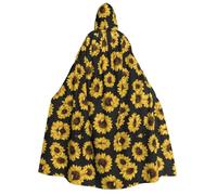 RRhgipp Golden Sunflowers Adult Hooded Cloak Long Cape Grim Reaper Vampire Witch Carnival Halloween Wizard Costume