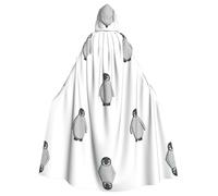 RRhgipp Grey Penguin Hooded Cloak Long Cape Grim Reaper Vampire Witch Carnival Halloween Wizard Costume 58inch