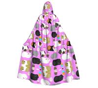 RRhgipp Guinea Pigs And Cupcakes Adult Hooded Cloak Long Cape Grim Reaper Vampire Witch Carnival Halloween Wizard Costume