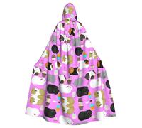 RRhgipp Guinea Pigs And Cupcakes Hooded Cloak Long Cape Grim Reaper Vampire Witch Carnival Halloween Wizard Costume 58inch