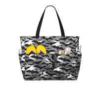 RRhgipp Halloween Bats Grey Canvas Tote Bag External Pocket Grocery Shopping Bag Top Zipper Closure Daily Essential
