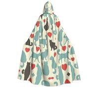 RRhgipp Happy Walking Kitty Adult Hooded Cloak Long Cape Grim Reaper Vampire Witch Carnival Halloween Wizard Costume