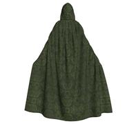 RRhgipp Hunter Green Floral Petals Pattern Hooded Cloak Long Cape Grim Reaper Vampire Witch Carnival Halloween Wizard Costume 58inch
