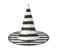 RRhgipp Ink And Gold Dot Stripeswitch Hat Halloween Fancy Dress Accessory Witch Dress Up Hats Boy Girls Cosplay Christmas