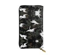 RRhgipp Japanese Crane & Pine Womens Wallets RFID Blocking Leather Long Women Card Holder Phone Lady Travel Purse Gifts