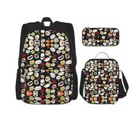 RRhgipp Japanese Sushi Blackschool Backpack Boys Teens Bookbag Travel Daypack Kids Girls Lunch Bag Pencil Case Bookbag