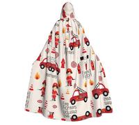RRhgipp Little Boys And Girls In Firefighters Adult Hooded Cape Unisex Long Hooded Cloak Vampire Cape Witch Fancy Dress Costume Gift 59"