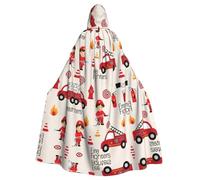 RRhgipp Little Boys And Girls In Firefighters Hooded Cloak Long Cape Grim Reaper Vampire Witch Carnival Halloween Wizard Costume 58inch