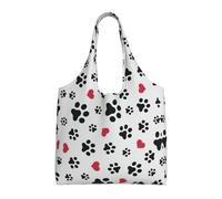 RRhgipp Love Cat Paw Heart Puppy Foot Print Women Canvas Tote Handbags Shoulder Work Bag Reusable Grocery Shopping Bags Women'S Bags
