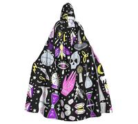 RRhgipp Magic Witch Witchcraft Bohemian Drawing Hooded Cloak Long Cape Grim Reaper Vampire Witch Carnival Halloween Wizard Costume 58inch