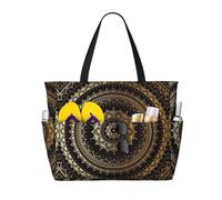 RRhgipp Mandala Canvas Tote Bag External Pocket Grocery Shopping Bag Top Zipper Closure Daily Essential