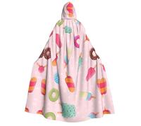 RRhgipp Many Colored Ice Cream Adult Hooded Cape Unisex Long Hooded Cloak Vampire Cape Witch Fancy Dress Costume Gift 59"