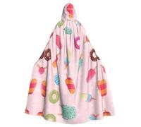 RRhgipp Many Colored Ice Cream Hooded Cloak Long Cape Grim Reaper Vampire Witch Carnival Halloween Wizard Costume 58inch