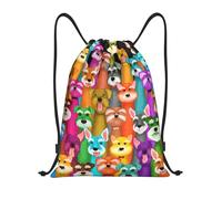 RRhgipp Oil Cute Schnauzer Dogs Drawstring Backpack Sports Gym Sackpack Pocket Water Resistant String Bag Women Men School