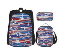 RRhgipp Patriotic Stars Strips Independence Dayschool Backpack Boys Teens Bookbag Travel Daypack Kids Girls Lunch Bag Pencil Case Bookbag