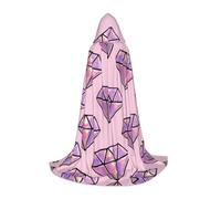 RRhgipp Pink Diamond Pattern Hooded Cape Cloak Long Cape Vampire Witch Carnival Halloween Teenager Wizard Costume Child