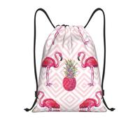 RRhgipp Pink Flamingo Pineapple Drawstring Backpack Sports Gym Sackpack Pocket Water Resistant String Bag Women Men School